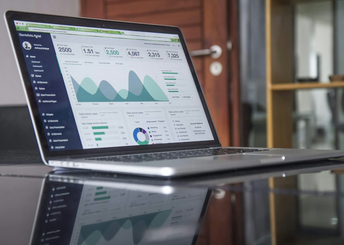 Laptop showing business analytics