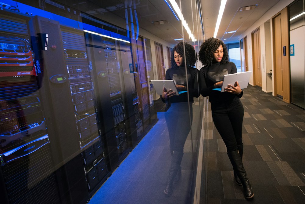 IT technician managing servers
